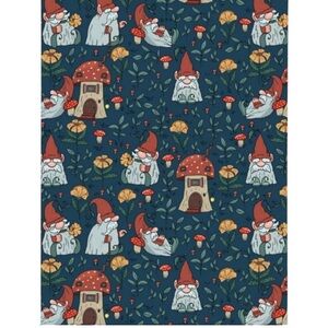 40x50 Garden Gnome Mushroom Throw Blanket Navy Cottagecore